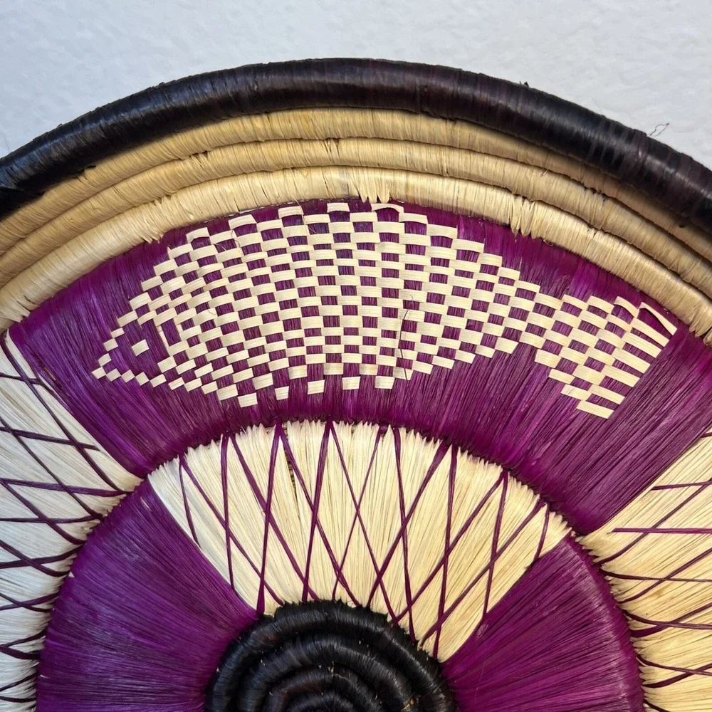 Vintage Handwoven Boho Wall Basket Tray African Fish Spiral‎ Design